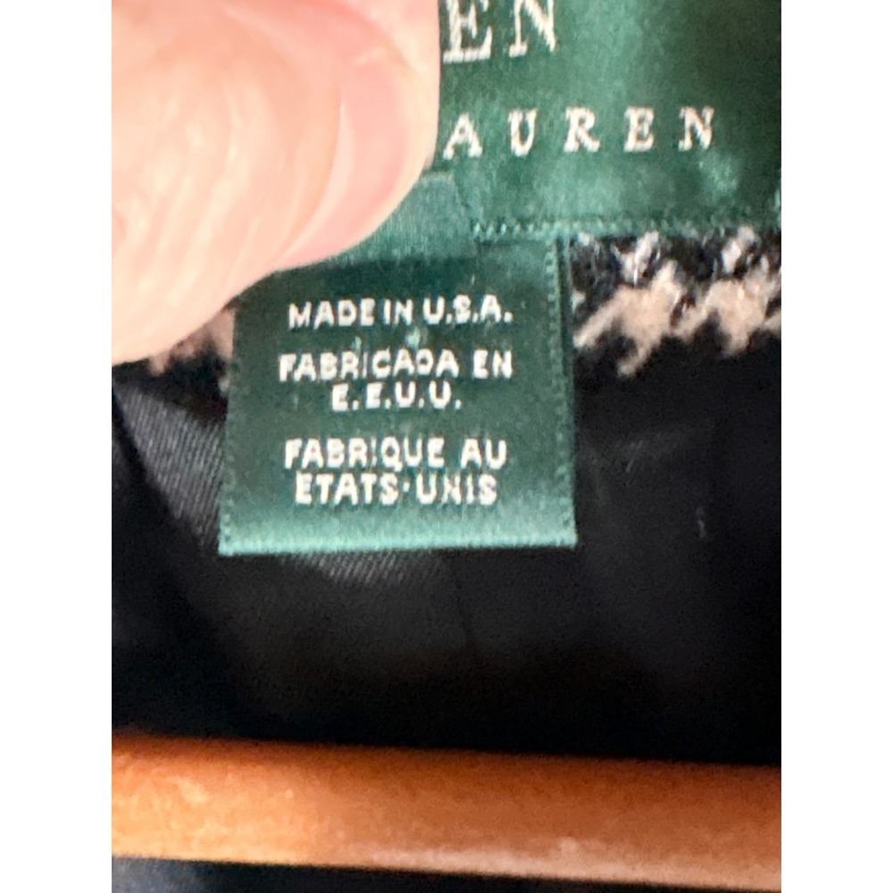 Lauren Ralph Lauren Womens 12 Houndstooth Worsted Wool Tweed Zip Blazer Vintage - Picture 5 of 12